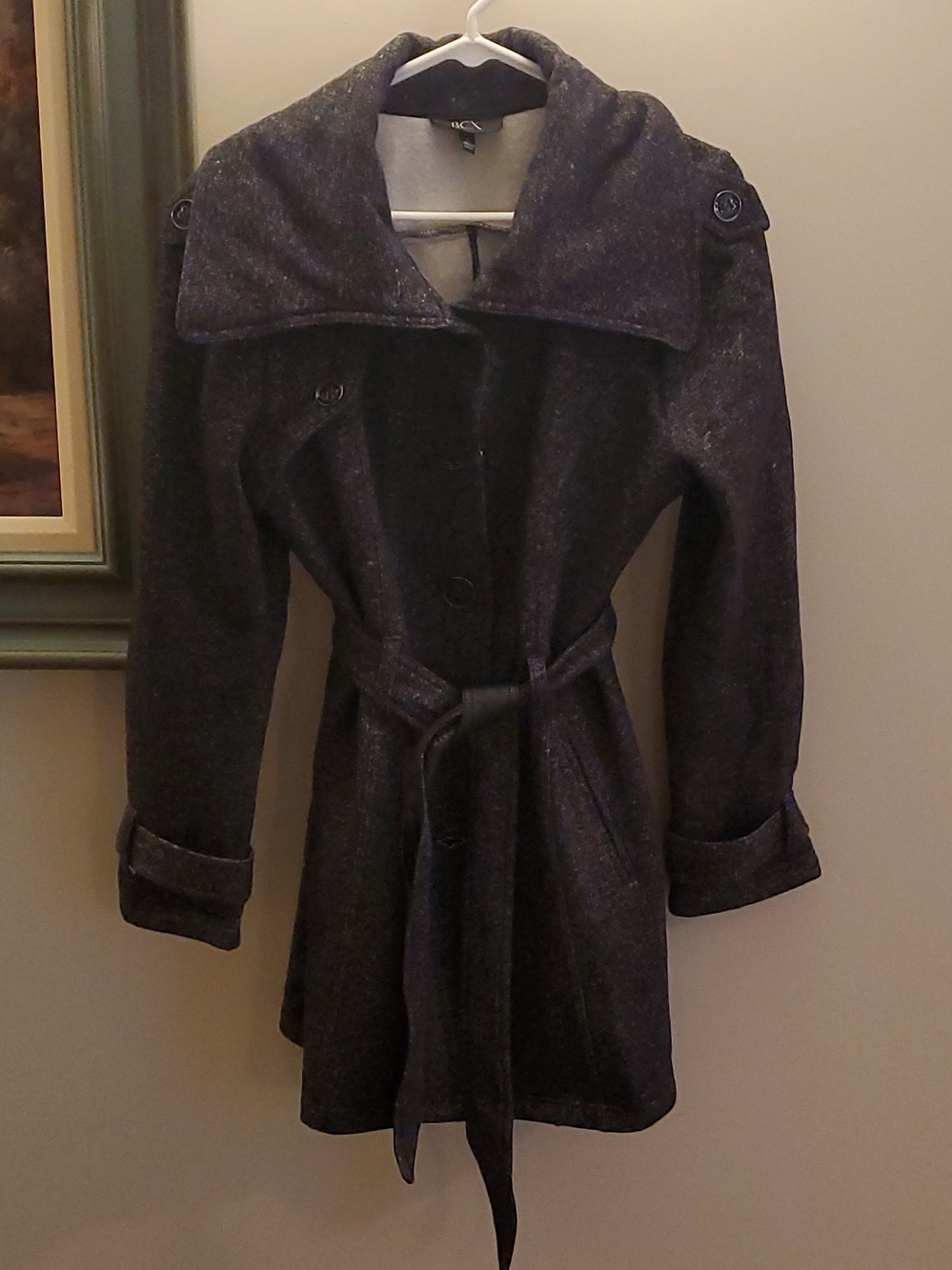 BCX Charcoal Belted Trench Coat